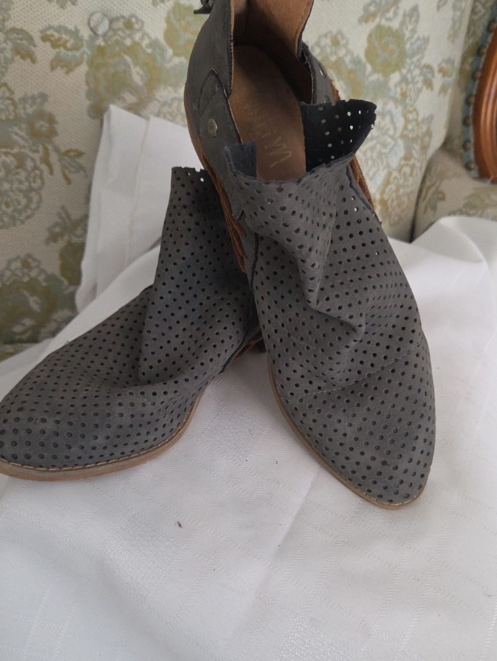 Mi.iM Gray Perforated Ankle Booties